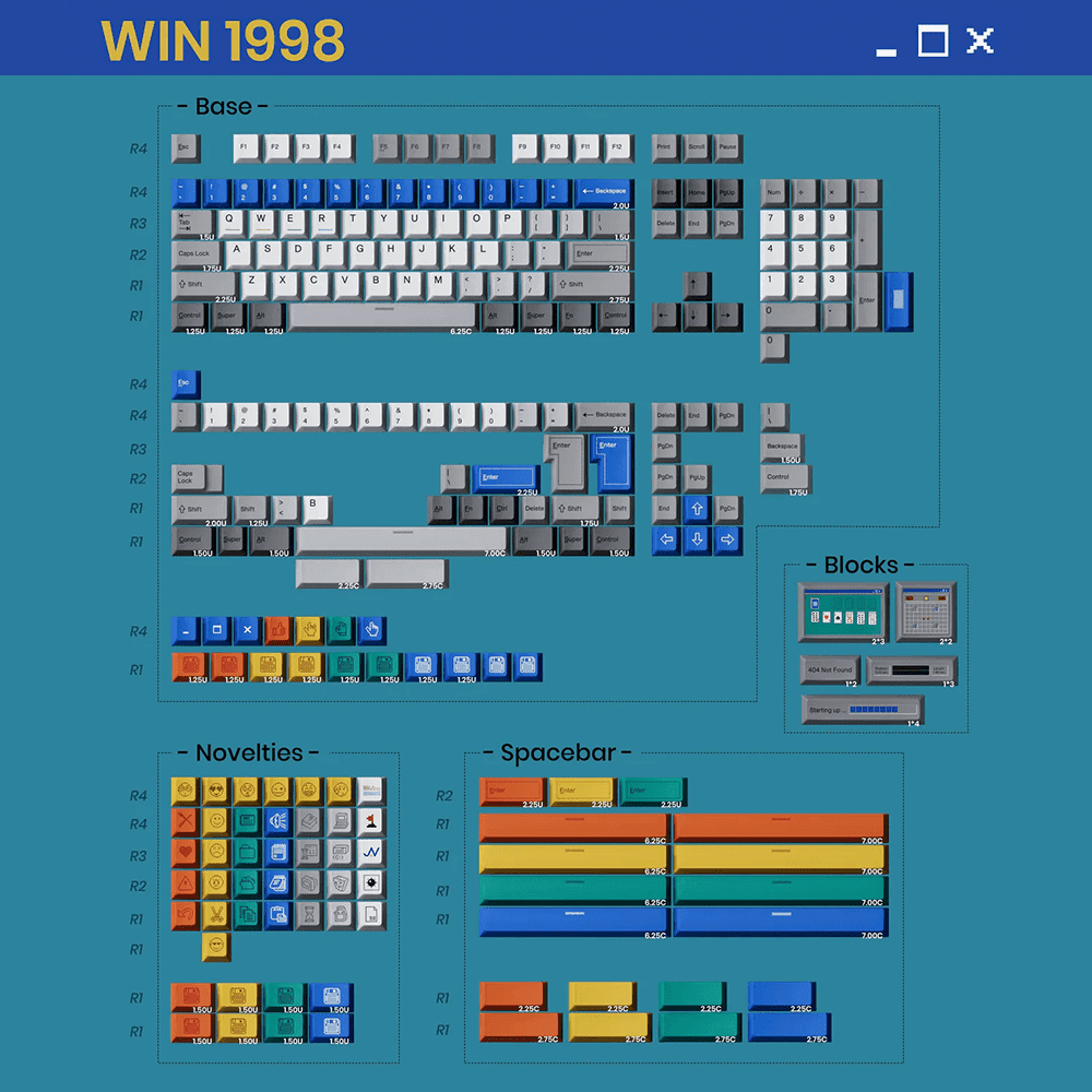 80Retros Win1998 (ANSI) Keycap Set - InputGear DE