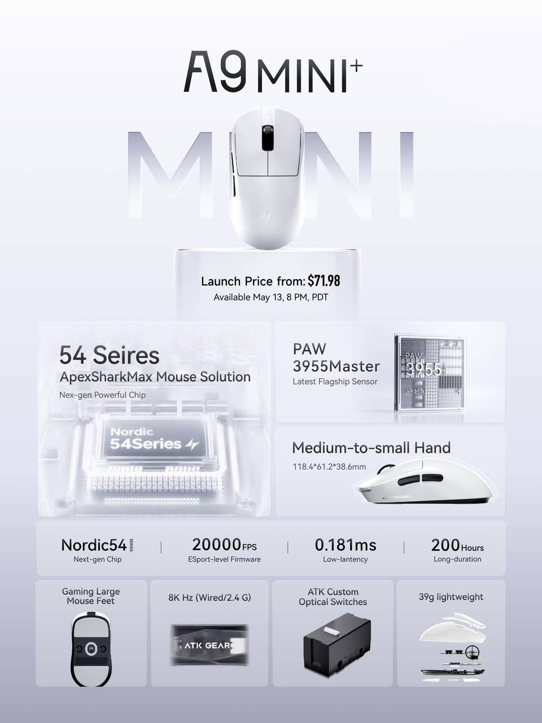 ATK A9 Mini+ (White) Mouse - InputGear DE