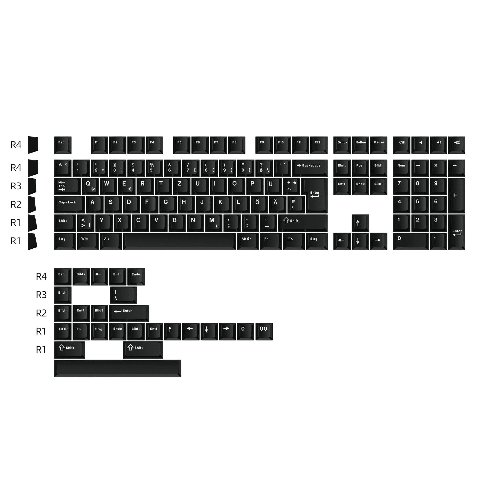 CK PBT White on Black (ISO - DE) Keycap Set - InputGear DE