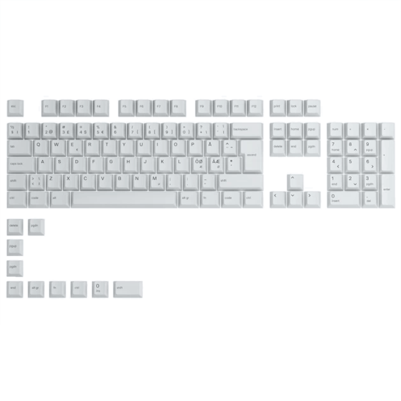 GPBT Arctic White Keycaps (ISO - NOR) Keycap Set - InputGear DE