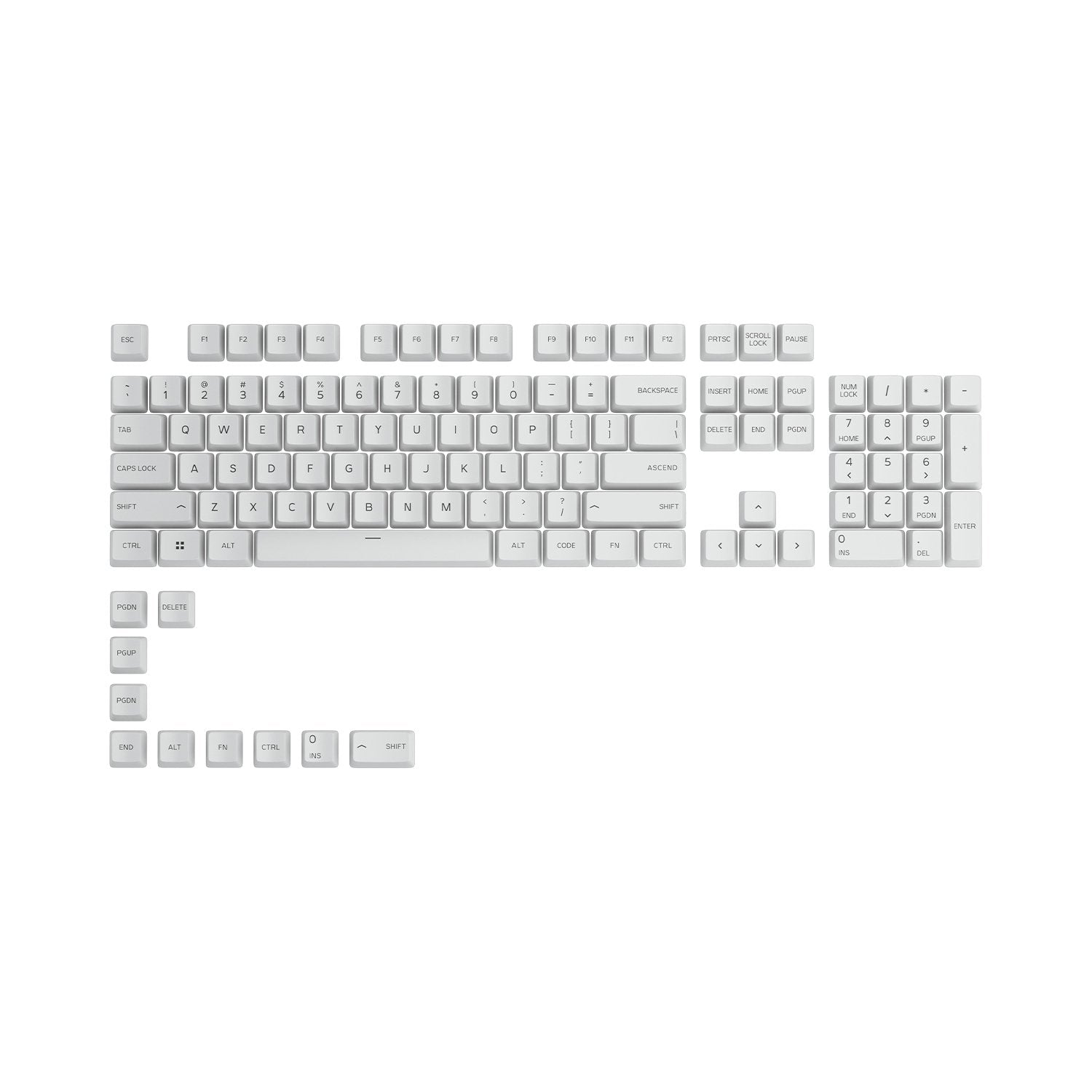 GPBT Arctic White Tastenkappen (ANSI) Keycap Set - InputGear DE