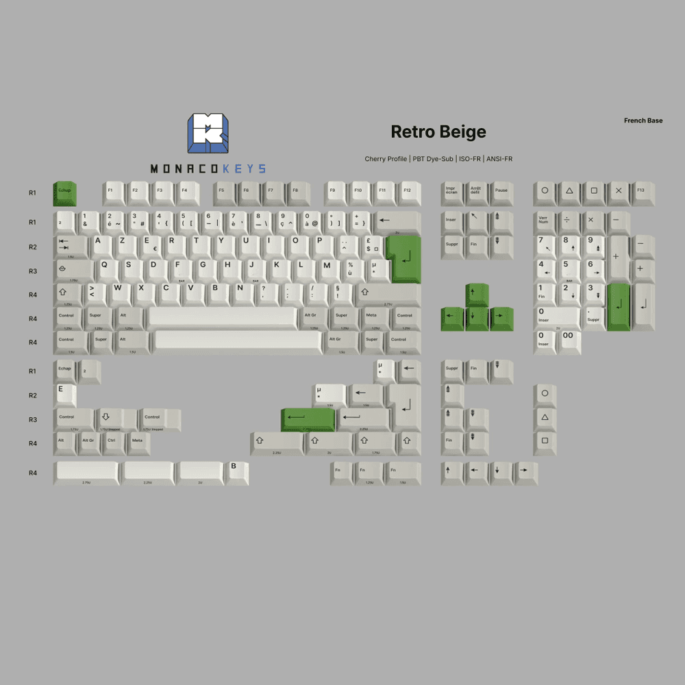 Monacokeys Retro Beige (AZERTY - FR) Keycap Set - InputGear DE