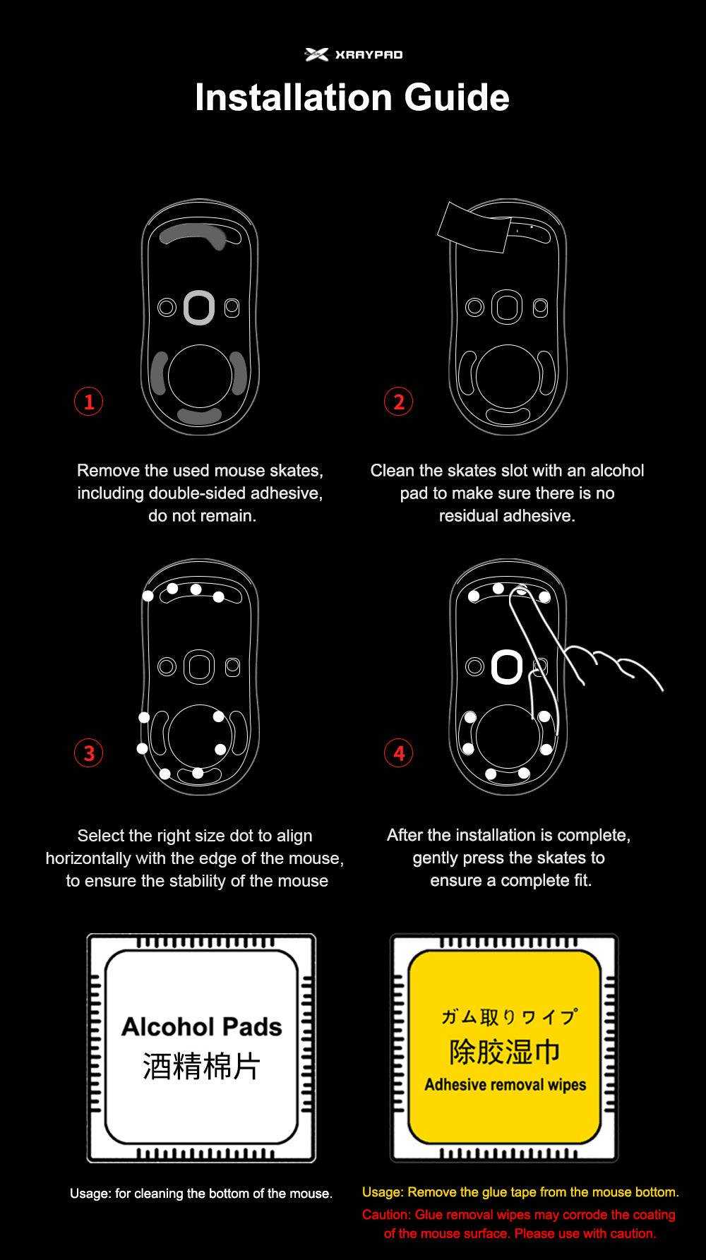X-Raypad Obsidian Mouse Skates - Universal Dots - InputGear DE